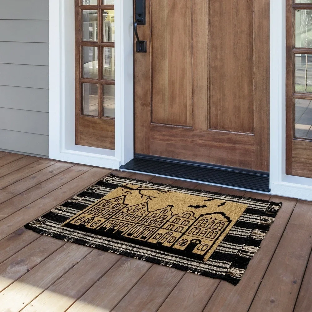 My Texas‎ House Natural/Black Bats Halloween Coir Doormat, 18x30